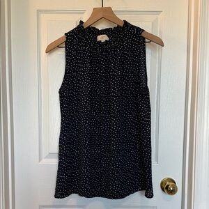 LOFT Navy Polka Dot Sleeveless Top